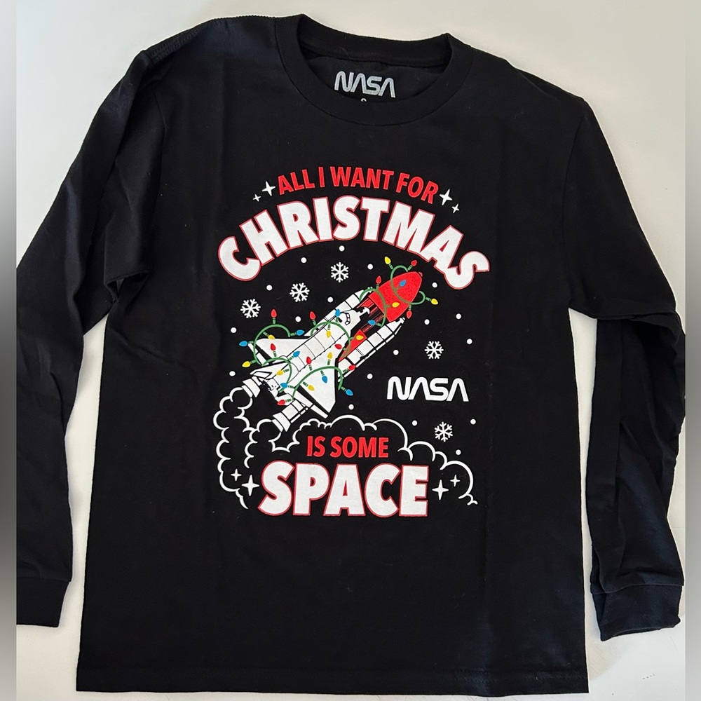 Space Ship Christmas Long-sleeve All I Want For Christmas is Some Space adult SM